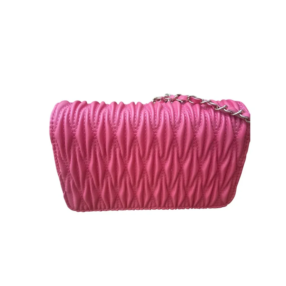 Valentino Orlandi Bag Womens Crossbody Small Pink Leather Quilted Gold Italy NEW